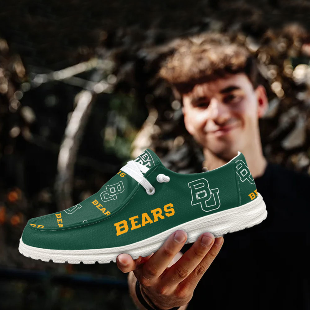JWFancy NCAA Baylor Bears Hey Dude Shoes Wally Men's Lace Up Loafers Comfortable For Men And Women