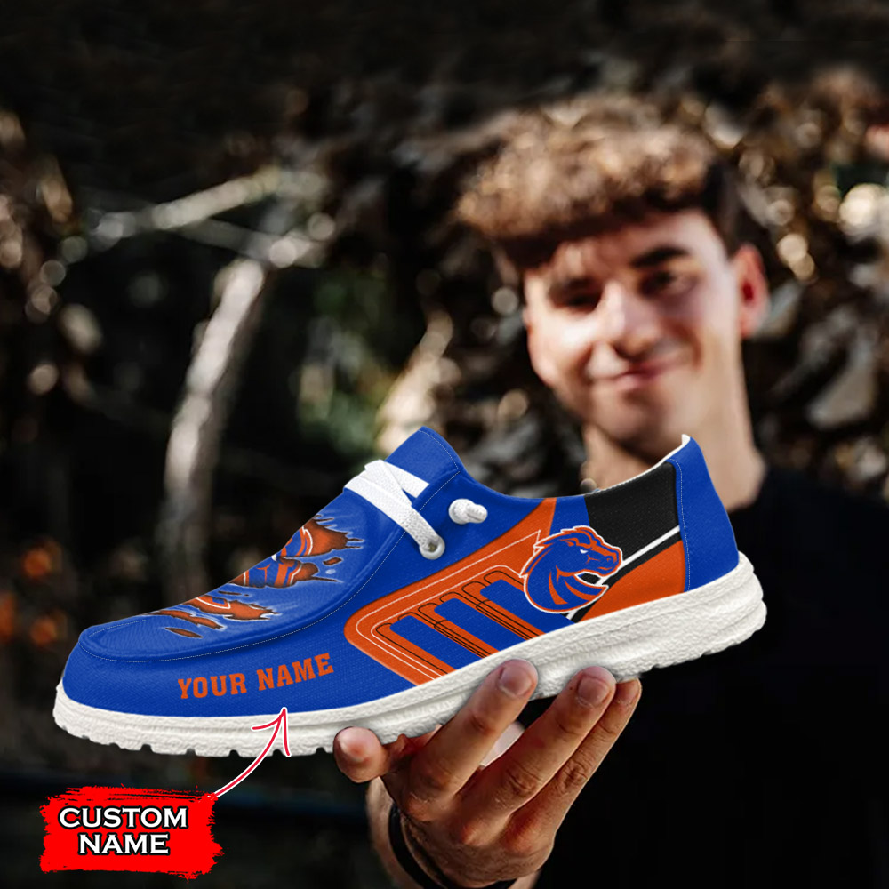 JWFancy NCAA Boise State Broncos Hey Dude Shoes Wally Men's Lace Up Loafers Comfortable For Men And Women