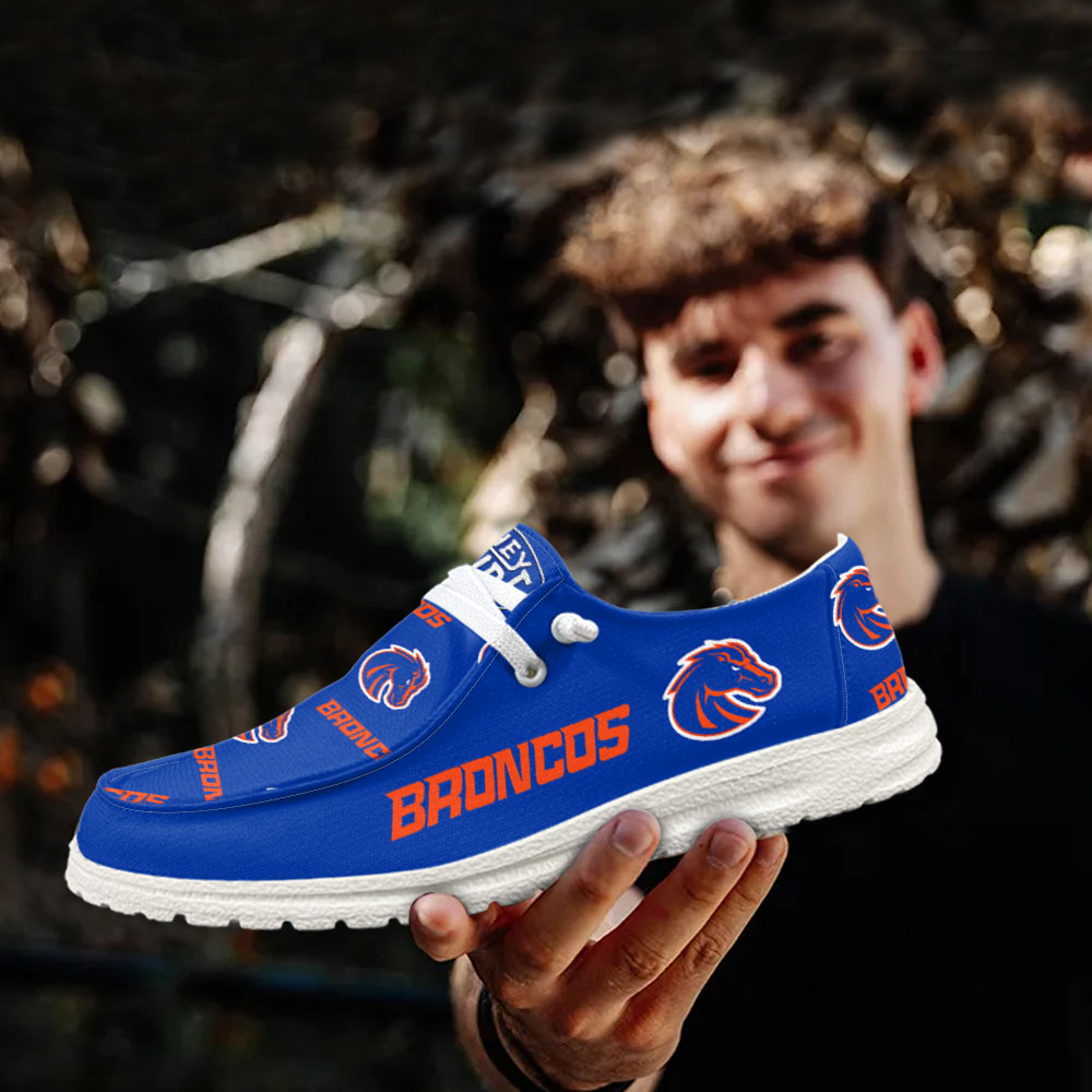 JWFancy NCAA Boise State Broncos Hey Dude Shoes Wally Men's Lace Up Loafers Comfortable For Men And Women