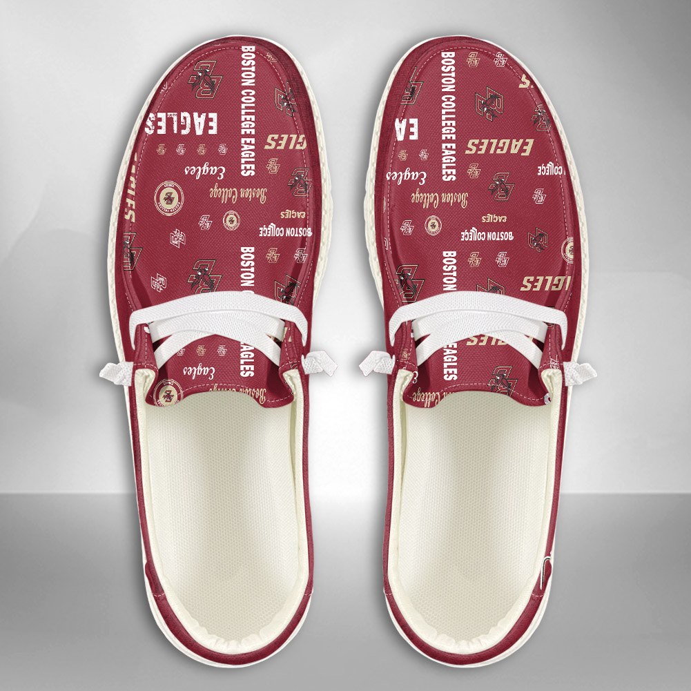 JWFancy NCAA Boston College Eagles Hey Dude Shoes Wally Men's Lace Up Loafers Comfortable For Men And Women