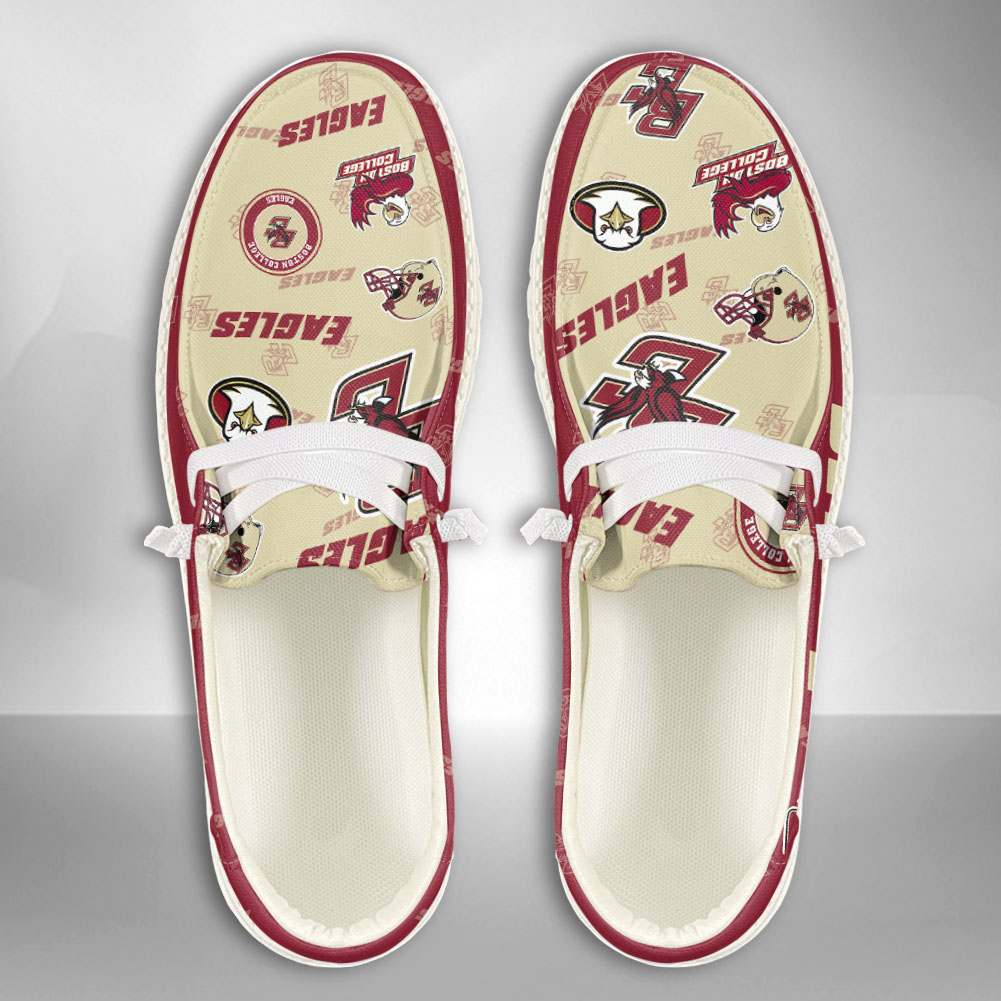JWFancy NCAA Boston College Eagles Hey Dude Shoes Wally Men's Lace Up Loafers Comfortable For Men And Women