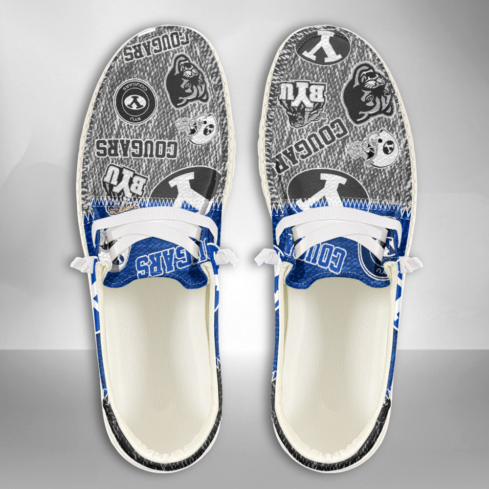 JWFancy NCAA BYU Cougars Hey Dude Shoes Wally Men's Lace Up Loafers Comfortable For Men And Women