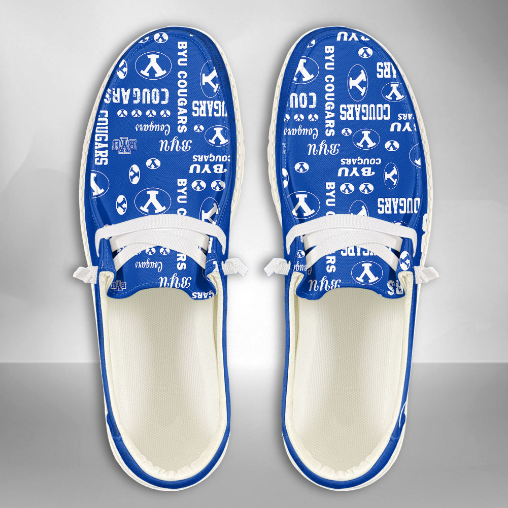 JWFancy NCAA BYU Cougars Hey Dude Shoes Wally Men's Lace Up Loafers Comfortable For Men And Women