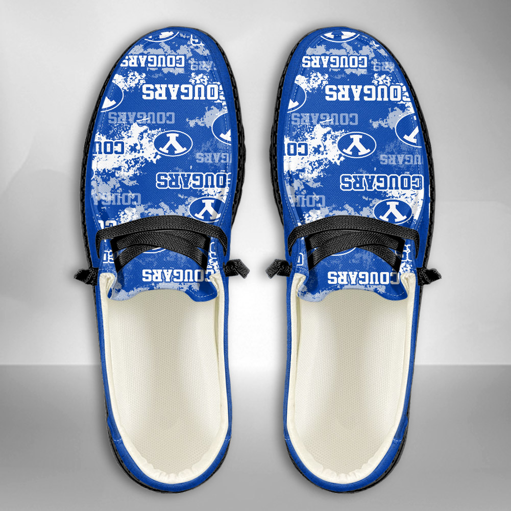 JWFancy NCAA BYU Cougars Hey Dude Shoes Wally Men's Lace Up Loafers Comfortable For Men And Women