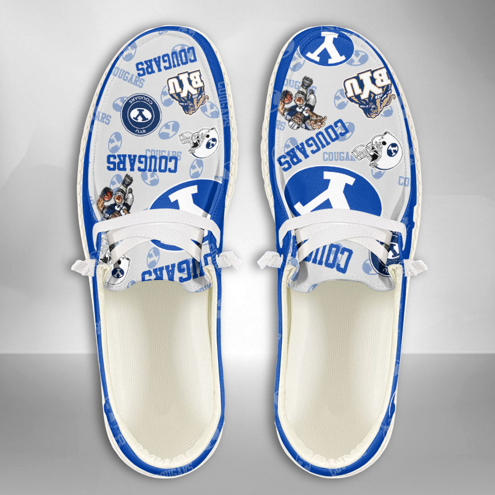 JWFancy NCAA BYU Cougars Hey Dude Shoes Wally Men's Lace Up Loafers Comfortable For Men And Women