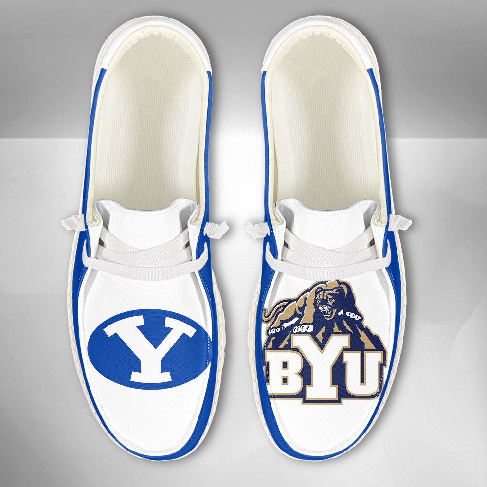 JWFancy NCAA BYU Cougars Hey Dude Shoes Wally Men's Lace Up Loafers Comfortable For Men And Women
