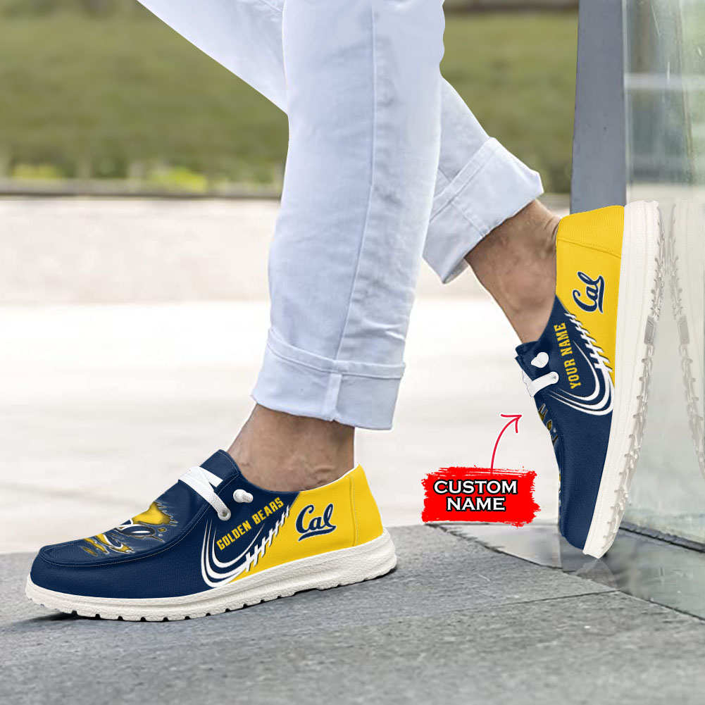 JWFancy NCAA California Golden Bears Hey Dude Shoes Wally Men's Lace Up Loafers Comfortable For Men And Women