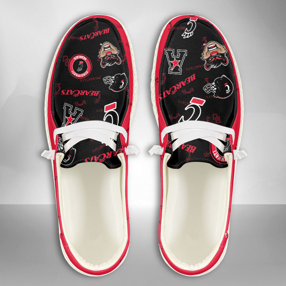 JWFancy NCAA Cincinnati Bearcats Hey Dude Shoes Wally Men's Lace Up Loafers Comfortable For Men And Women