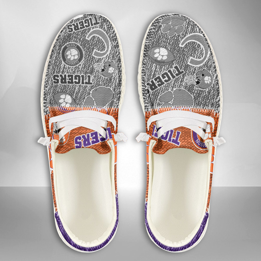 JWFancy NCAA Clemson Tigers Hey Dude Shoes Wally Men's Lace Up Loafers Comfortable For Men And Women