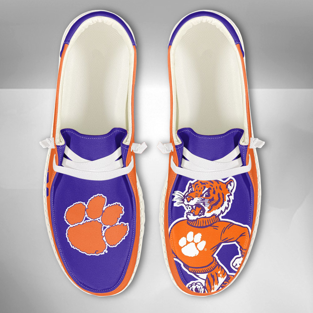 JWFancy NCAA Clemson Tigers Hey Dude Shoes Wally Men's Lace Up Loafers Comfortable For Men And Women