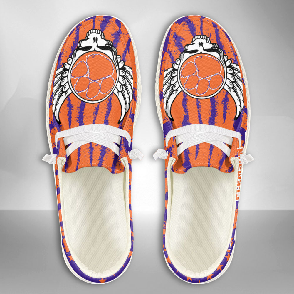 JWFancy NCAA Clemson Tigers Hey Dude Shoes Wally Men's Lace Up Loafers Comfortable For Men And Women