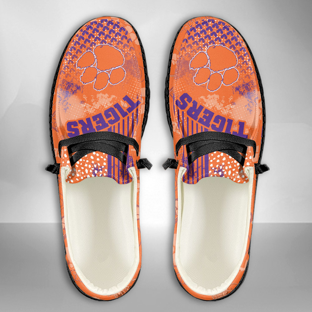 JWFancy NCAA Clemson Tigers Hey Dude Shoes Wally Men's Lace Up Loafers Comfortable For Men And Women
