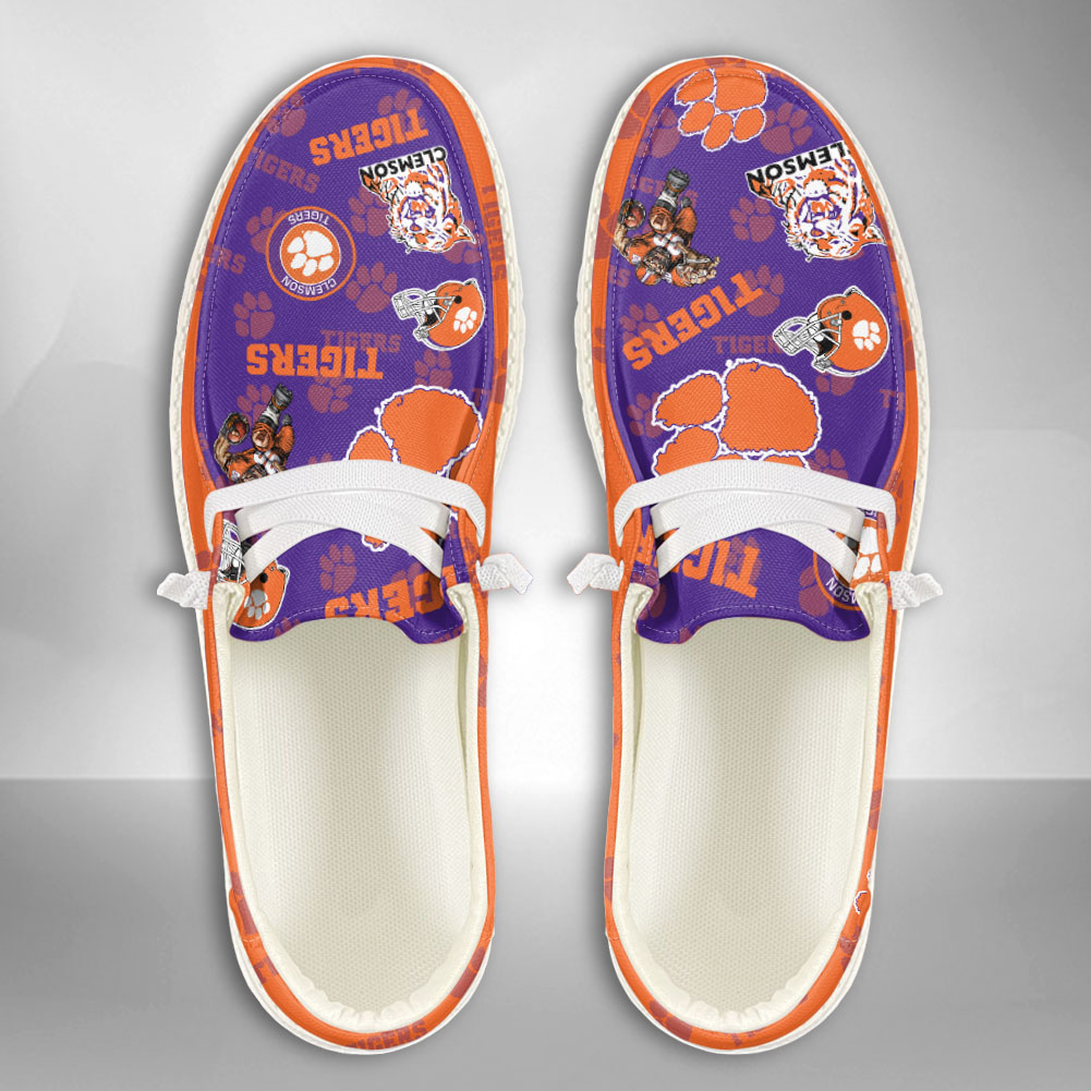 JWFancy NCAA Clemson Tigers Hey Dude Shoes Wally Men's Lace Up Loafers Comfortable For Men And Women