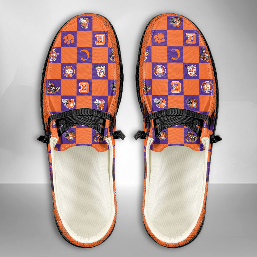 JWFancy NCAA Clemson Tigers Hey Dude Shoes Wally Men's Lace Up Loafers Comfortable For Men And Women