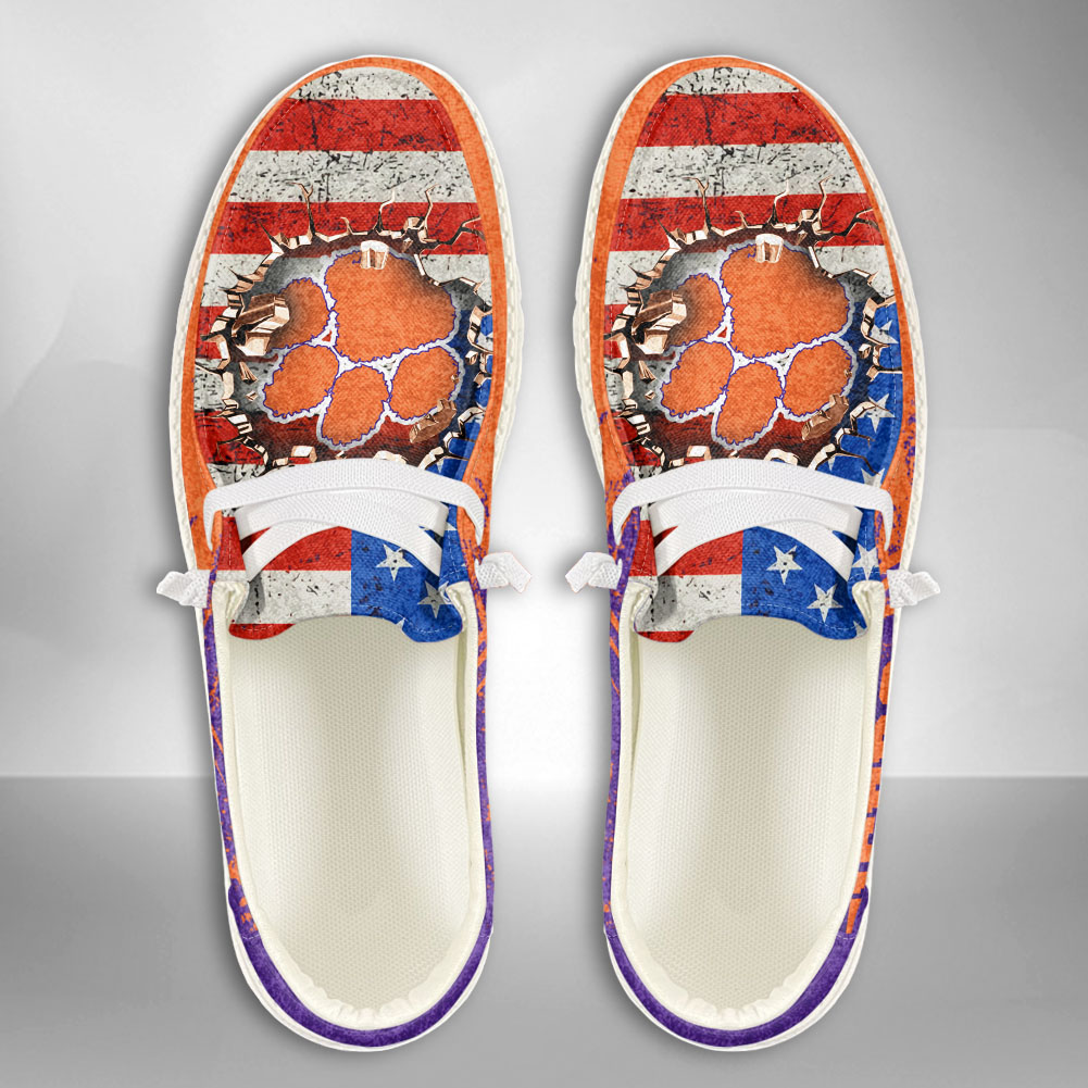 JWFancy NCAA Clemson Tigers Hey Dude Shoes Wally Men's Lace Up Loafers Comfortable For Men And Women