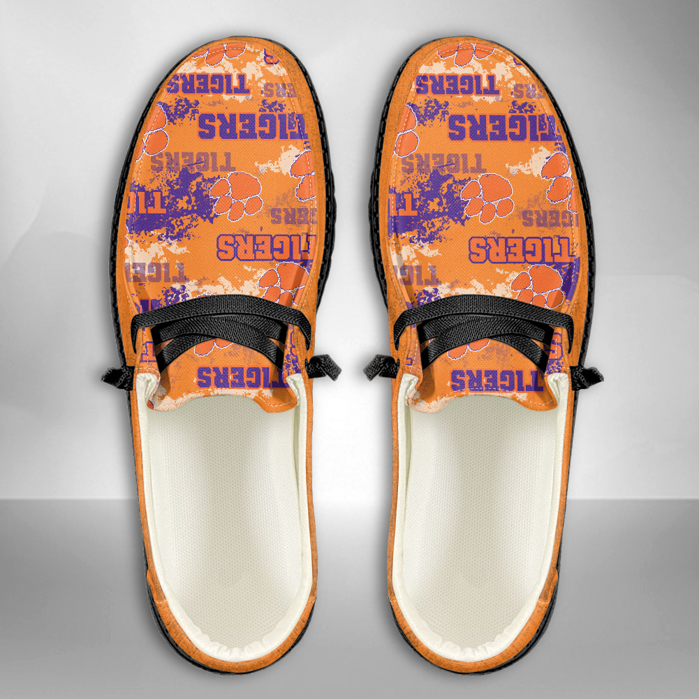JWFancy NCAA Clemson Tigers Hey Dude Shoes Wally Men's Lace Up Loafers Comfortable For Men And Women