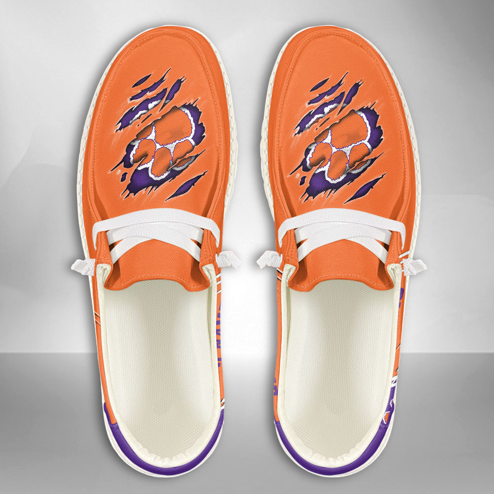 JWFancy NCAA Clemson Tigers Hey Dude Shoes Wally Men's Lace Up Loafers Comfortable For Men And Women