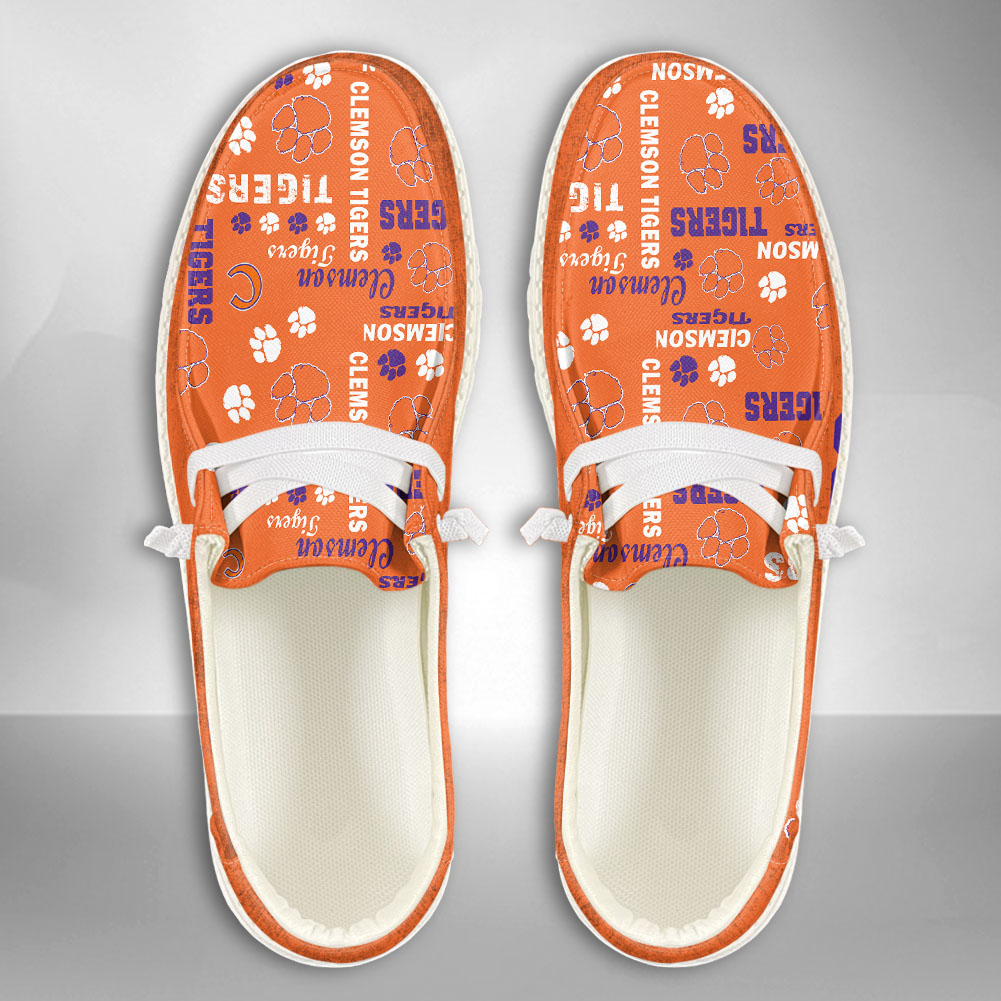 JWFancy NCAA Clemson Tigers Hey Dude Shoes Wally Men's Lace Up Loafers Comfortable For Men And Women