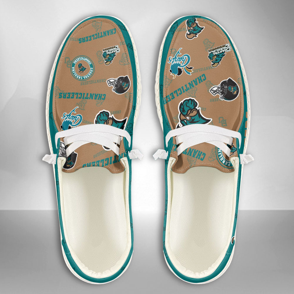 JWFancy NCAA Coastal Carolina Chanticleers Hey Dude Shoes Wally Men's Lace Up Loafers Comfortable For Men And Women