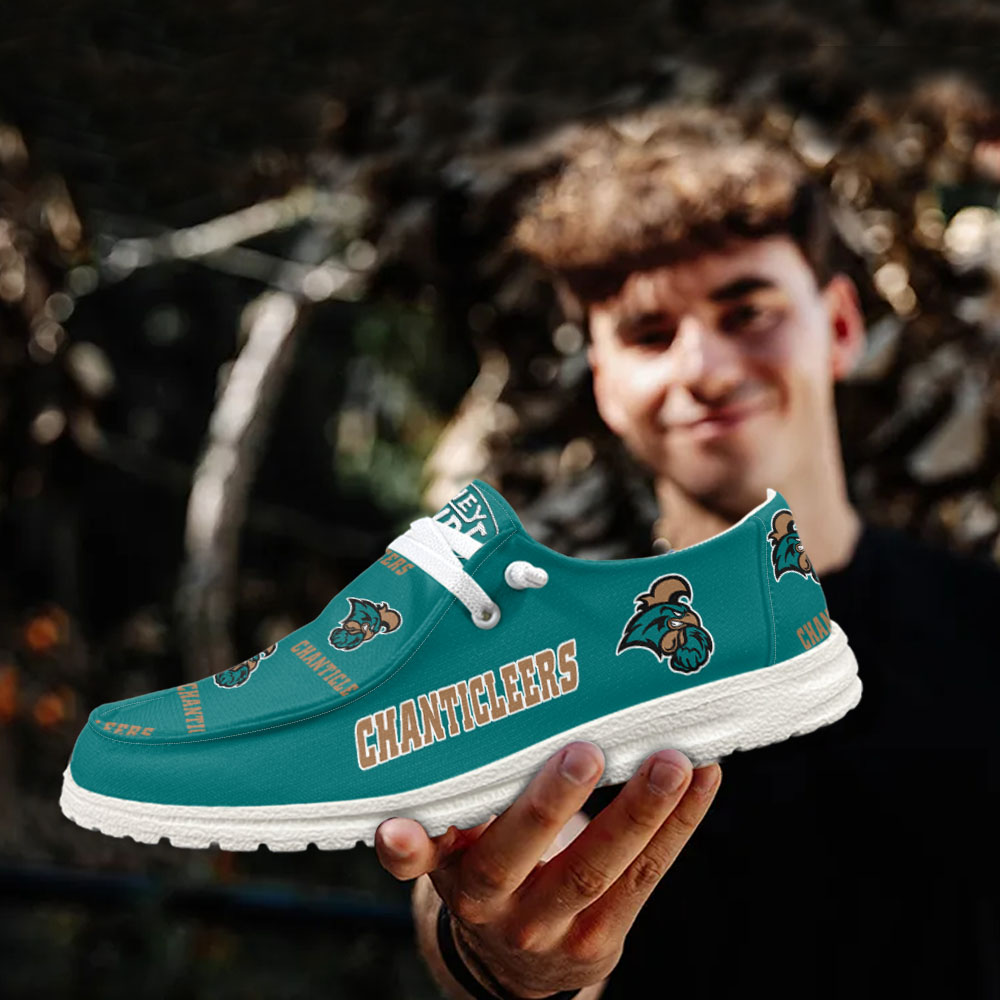 JWFancy NCAA Coastal Carolina Chanticleers Hey Dude Shoes Wally Men's Lace Up Loafers Comfortable For Men And Women