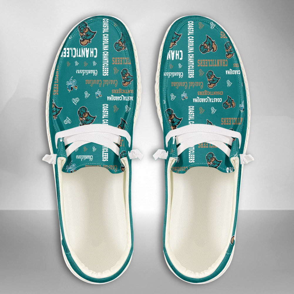 JWFancy NCAA Coastal Carolina Chanticleers Hey Dude Shoes Wally Men's Lace Up Loafers Comfortable For Men And Women