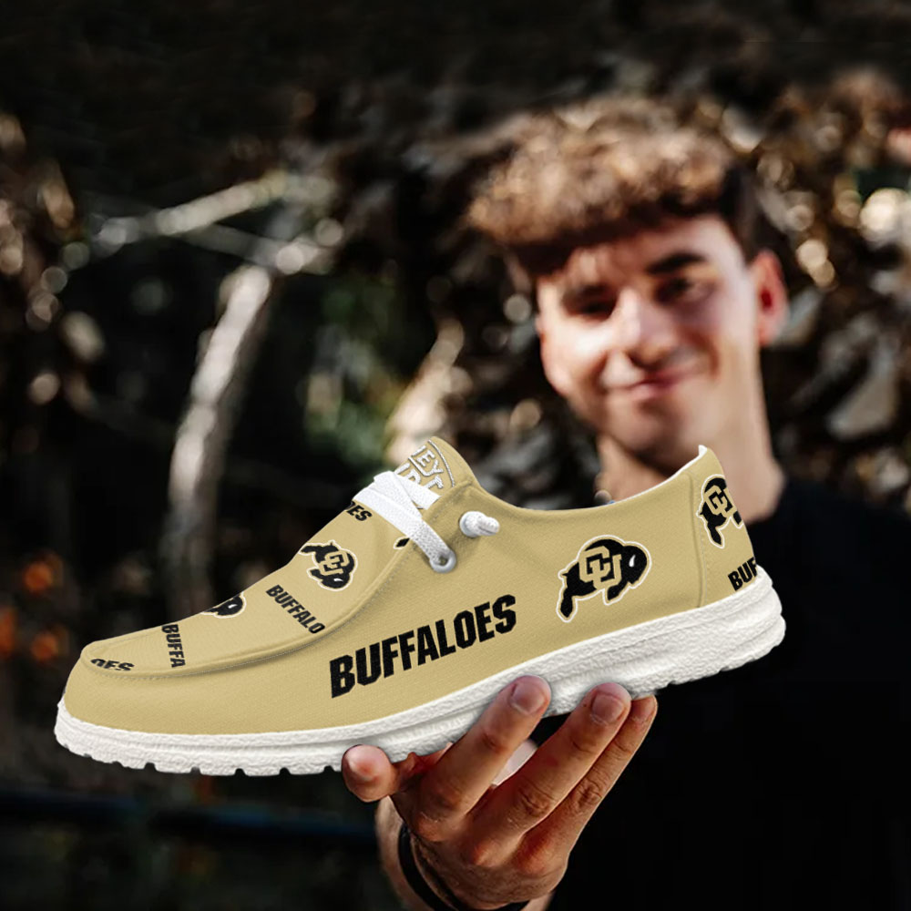 JWFancy NCAA Colorado Buffaloes Hey Dude Shoes Wally Men's Lace Up Loafers Comfortable For Men And Women