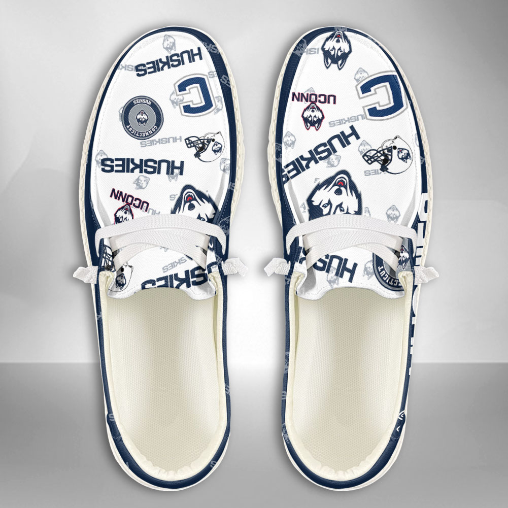 JWFancy NCAA Connecticut Huskies Hey Dude Shoes Wally Men's Lace Up Loafers Comfortable For Men And Women