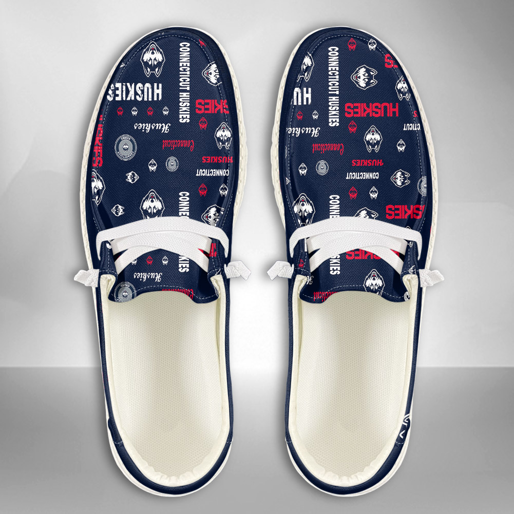 JWFancy NCAA Connecticut Huskies Hey Dude Shoes Wally Men's Lace Up Loafers Comfortable For Men And Women