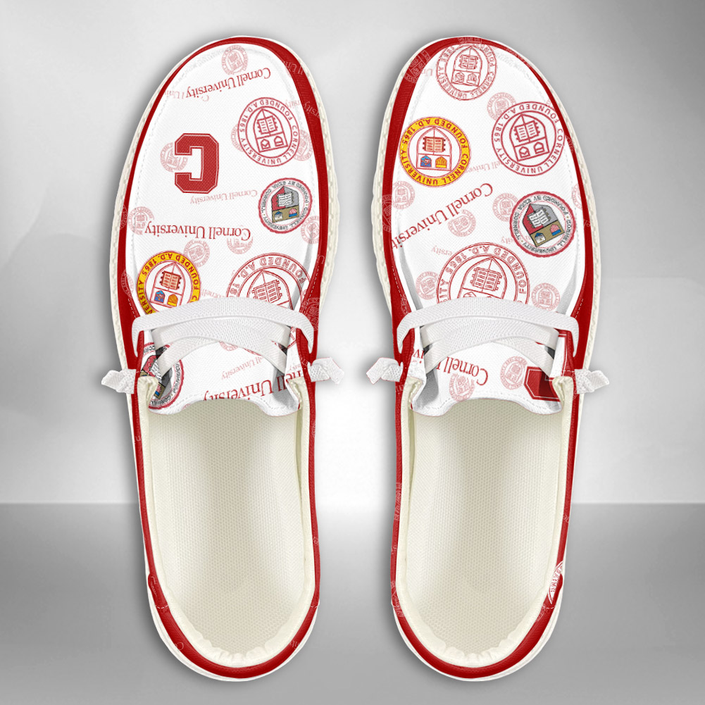 JWFancy NCAA Cornell University Hey Dude Shoes Wally Men's Lace Up Loafers Comfortable For Men And Women