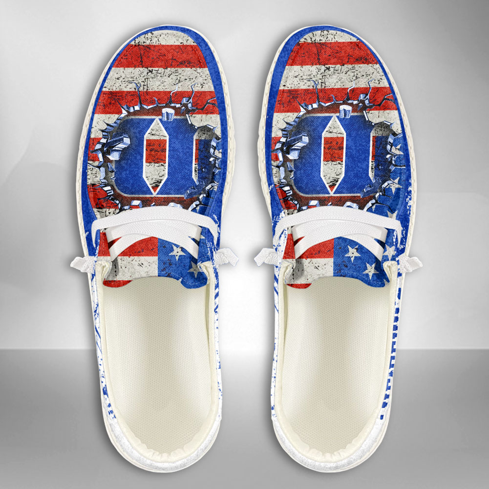 JWFancy NCAA Duke Blue Devils Hey Dude Shoes Wally Men's Lace Up Loafers Comfortable For Men And Women