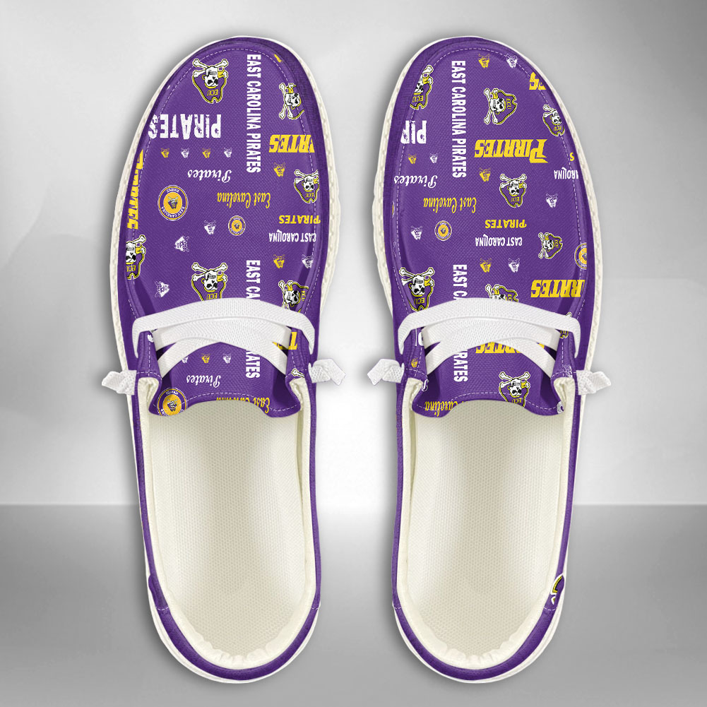 JWFancy NCAA East Carolina Pirates Hey Dude Shoes Wally Men's Lace Up Loafers Comfortable For Men And Women