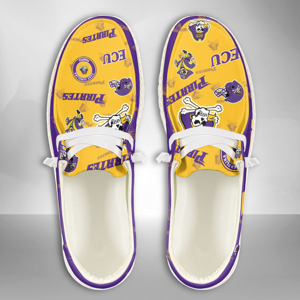 JWFancy NCAA East Carolina Pirates Hey Dude Shoes Wally Men's Lace Up Loafers Comfortable For Men And Women
