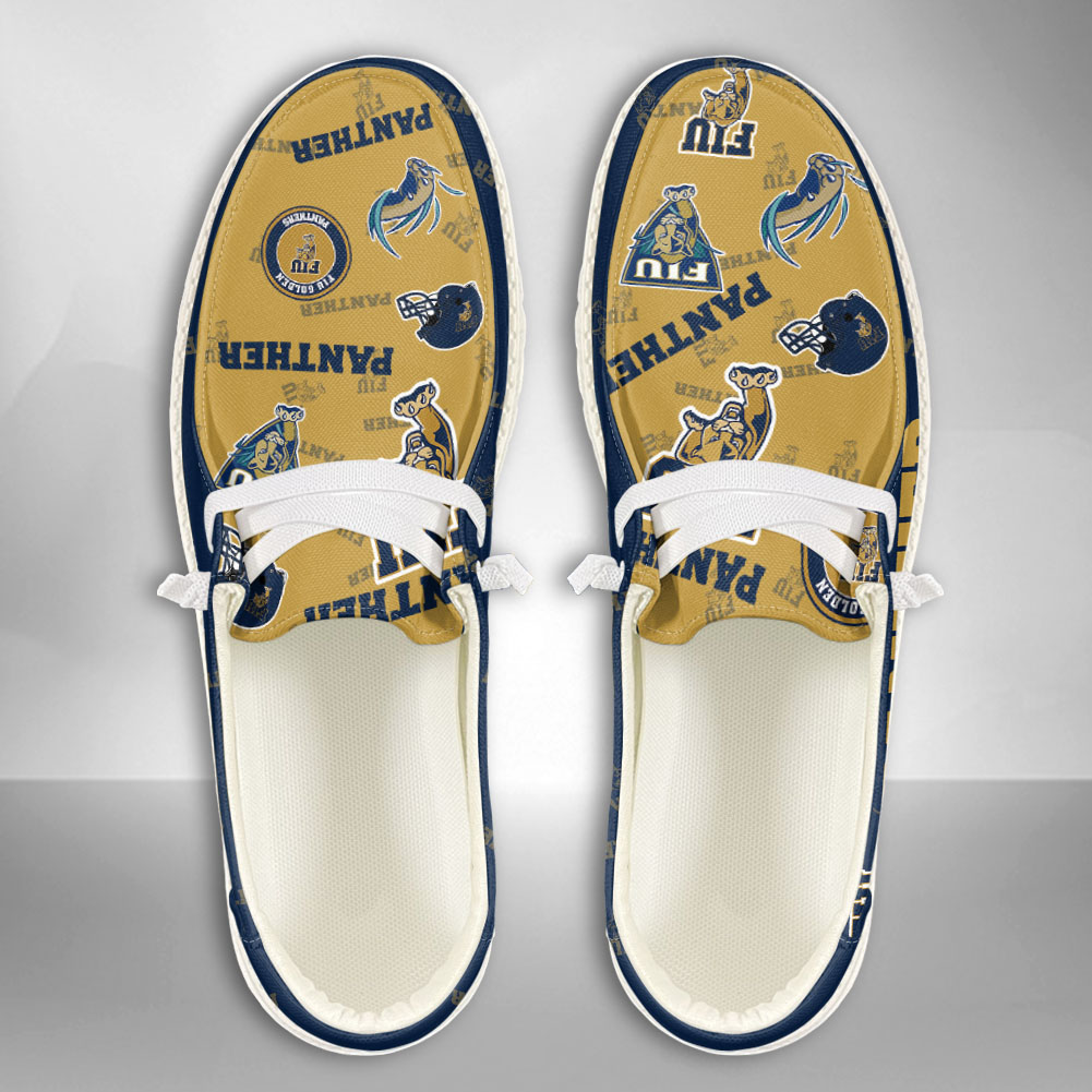 JWFancy NCAA FIU Golden Panthers Hey Dude Shoes Wally Men's Lace Up Loafers Comfortable For Men And Women