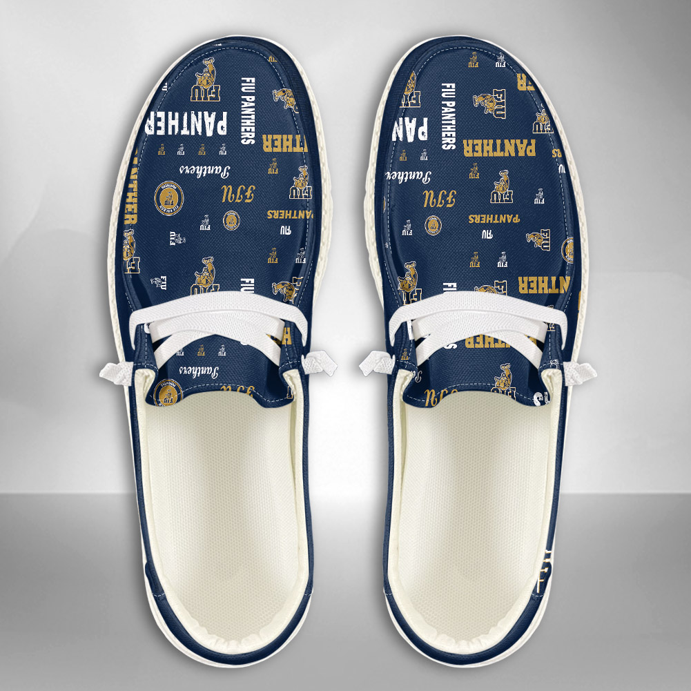 JWFancy NCAA FIU Golden Panthers Hey Dude Shoes Wally Men's Lace Up Loafers Comfortable For Men And Women