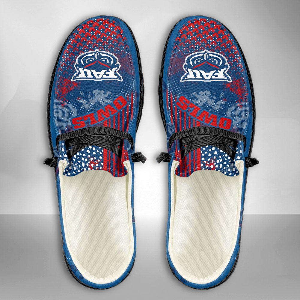 JWFancy NCAA Florida Atlantic Owls Hey Dude Shoes Wally Men's Lace Up Loafers Comfortable For Men And Women