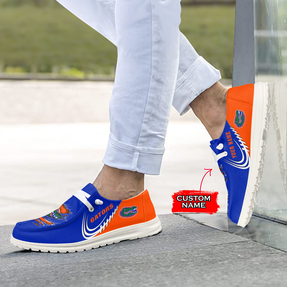 JWFancy NCAA Florida Gators Hey Dude Shoes Wally Men's Lace Up Loafers Comfortable For Men And Women