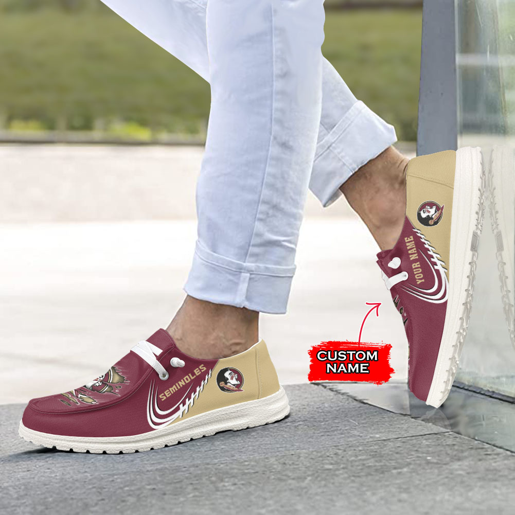 JWFancy NCAA Florida State Seminoles Hey Dude Shoes Wally Men's Lace Up Loafers Comfortable For Men And Women