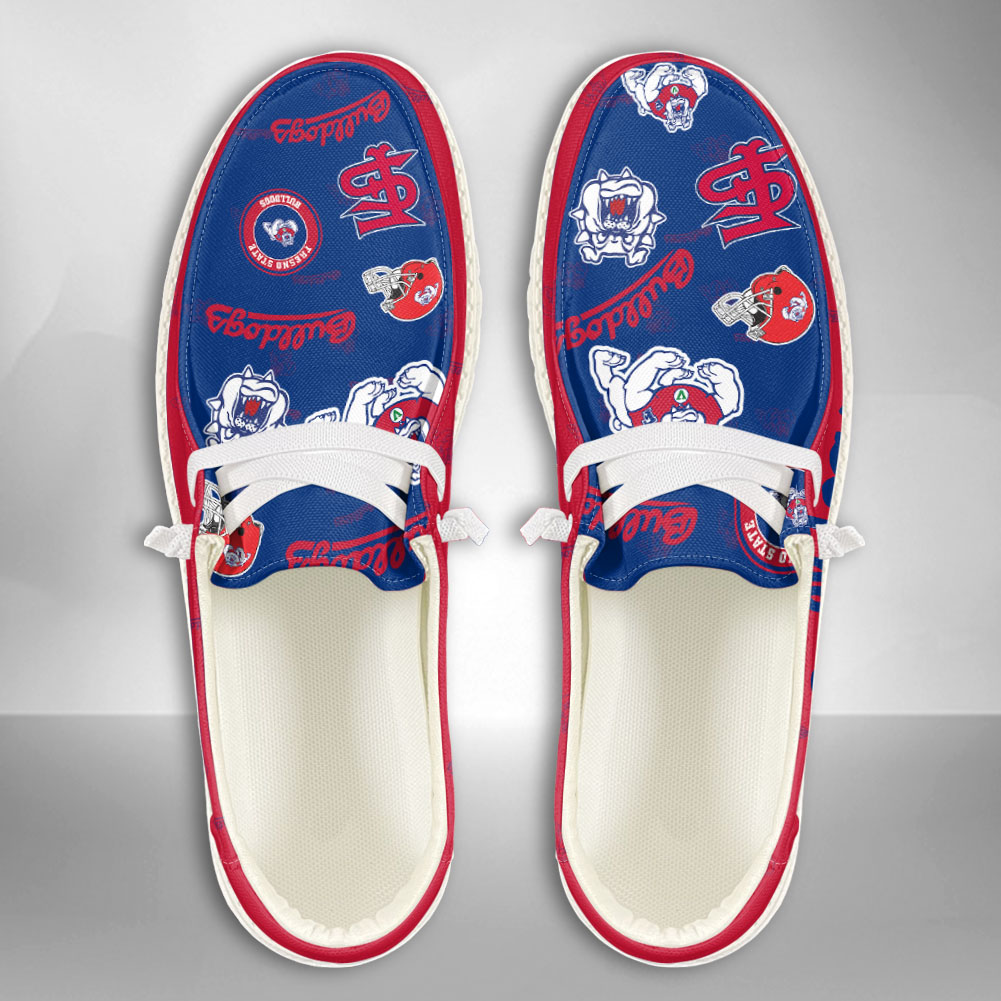 JWFancy NCAA Fresno State Bulldogs Hey Dude Shoes Wally Men's Lace Up Loafers Comfortable For Men And Women