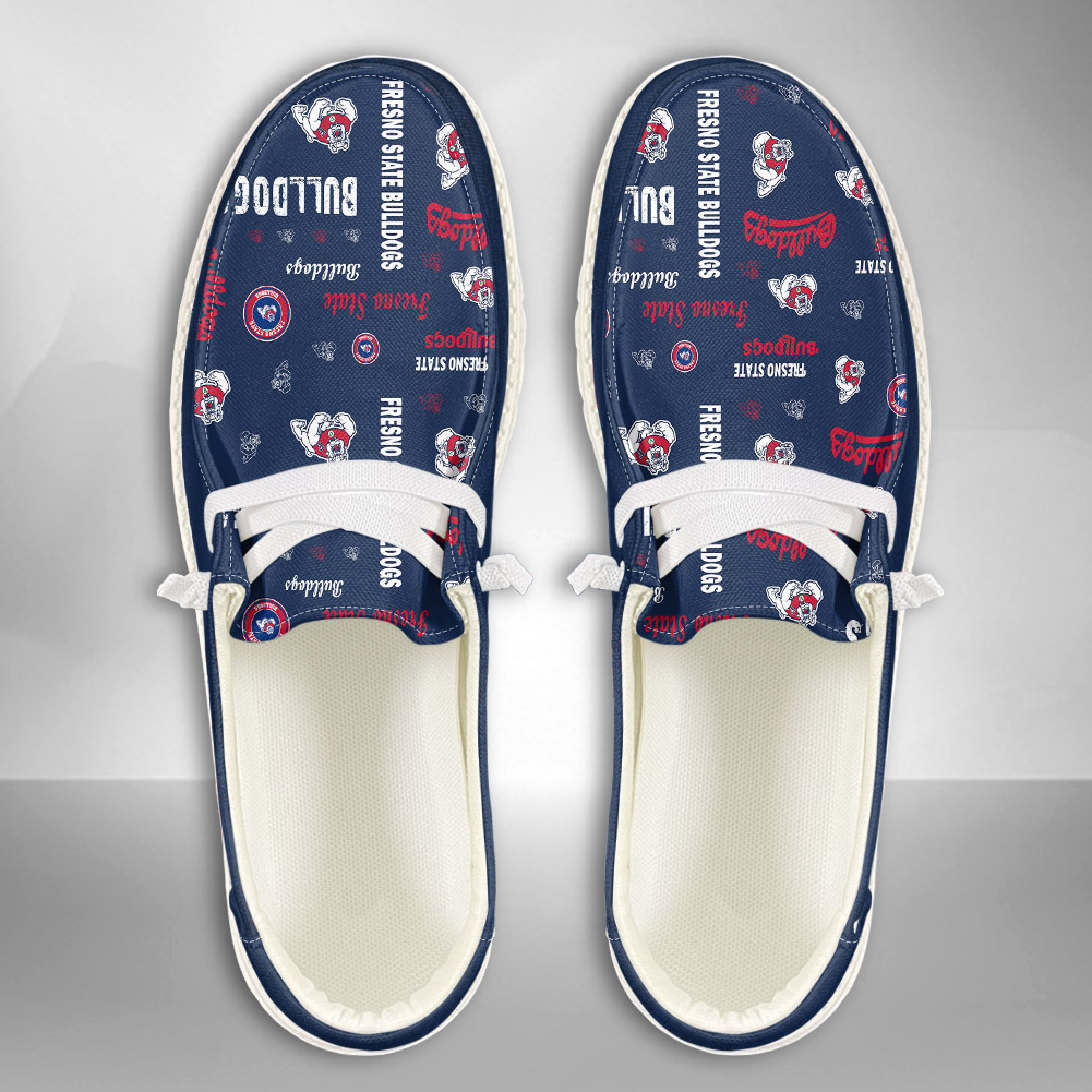 JWFancy NCAA Fresno State Bulldogs Hey Dude Shoes Wally Men's Lace Up Loafers Comfortable For Men And Women