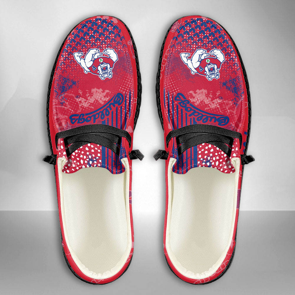 JWFancy NCAA Fresno State Bulldogs Hey Dude Shoes Wally Men's Lace Up Loafers Comfortable For Men And Women