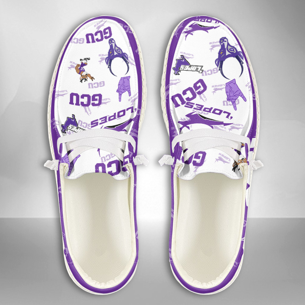 JWFancy NCAA GCU Lopes Hey Dude Shoes Wally Men's Lace Up Loafers Comfortable For Men And Women