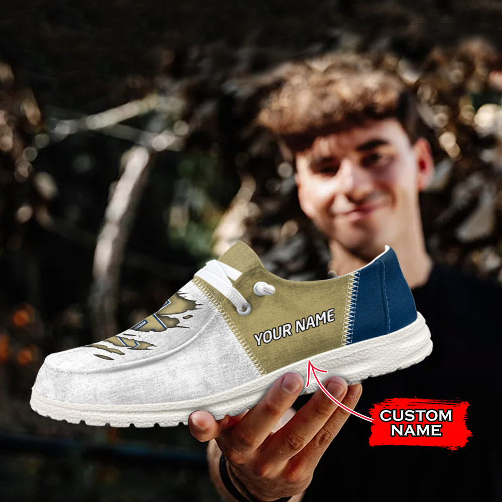 JWFancy NCAA Georgia Tech Yellow Jackets Hey Dude Shoes Wally Men's Lace Up Loafers Comfortable For Men And Women