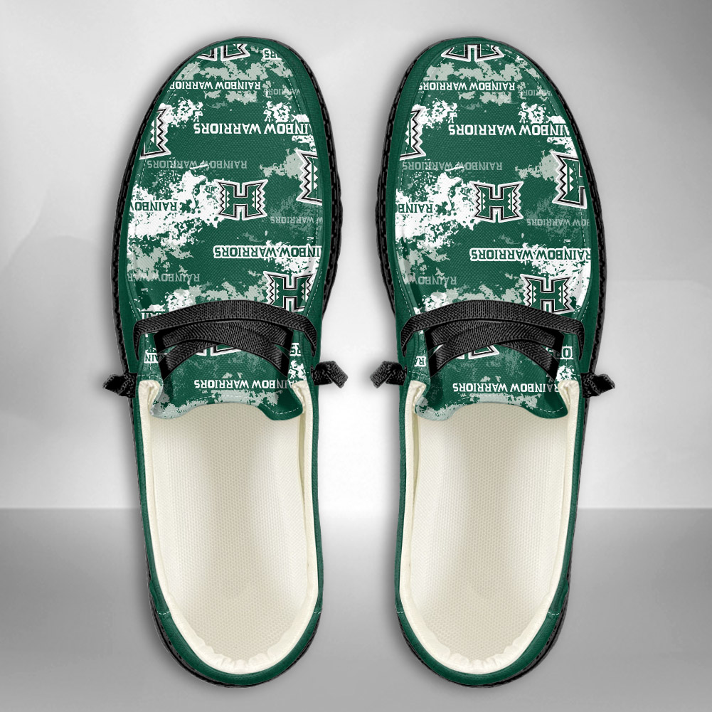 JWFancy NCAA Hawaii Rainbow Warriors Hey Dude Shoes Wally Men's Lace Up Loafers Comfortable For Men And Women