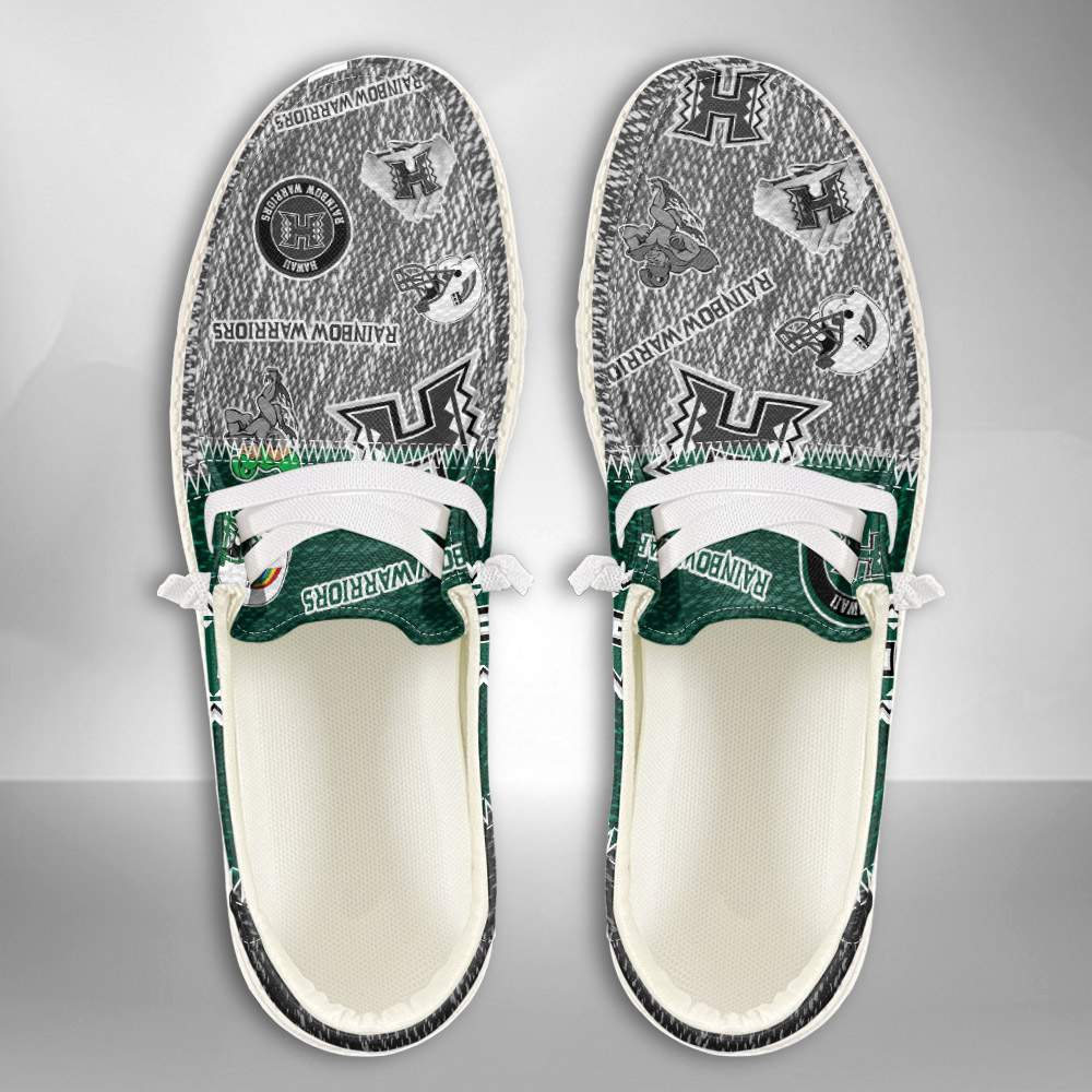 JWFancy NCAA Hawaii Rainbow Warriors Hey Dude Shoes Wally Men's Lace Up Loafers Comfortable For Men And Women
