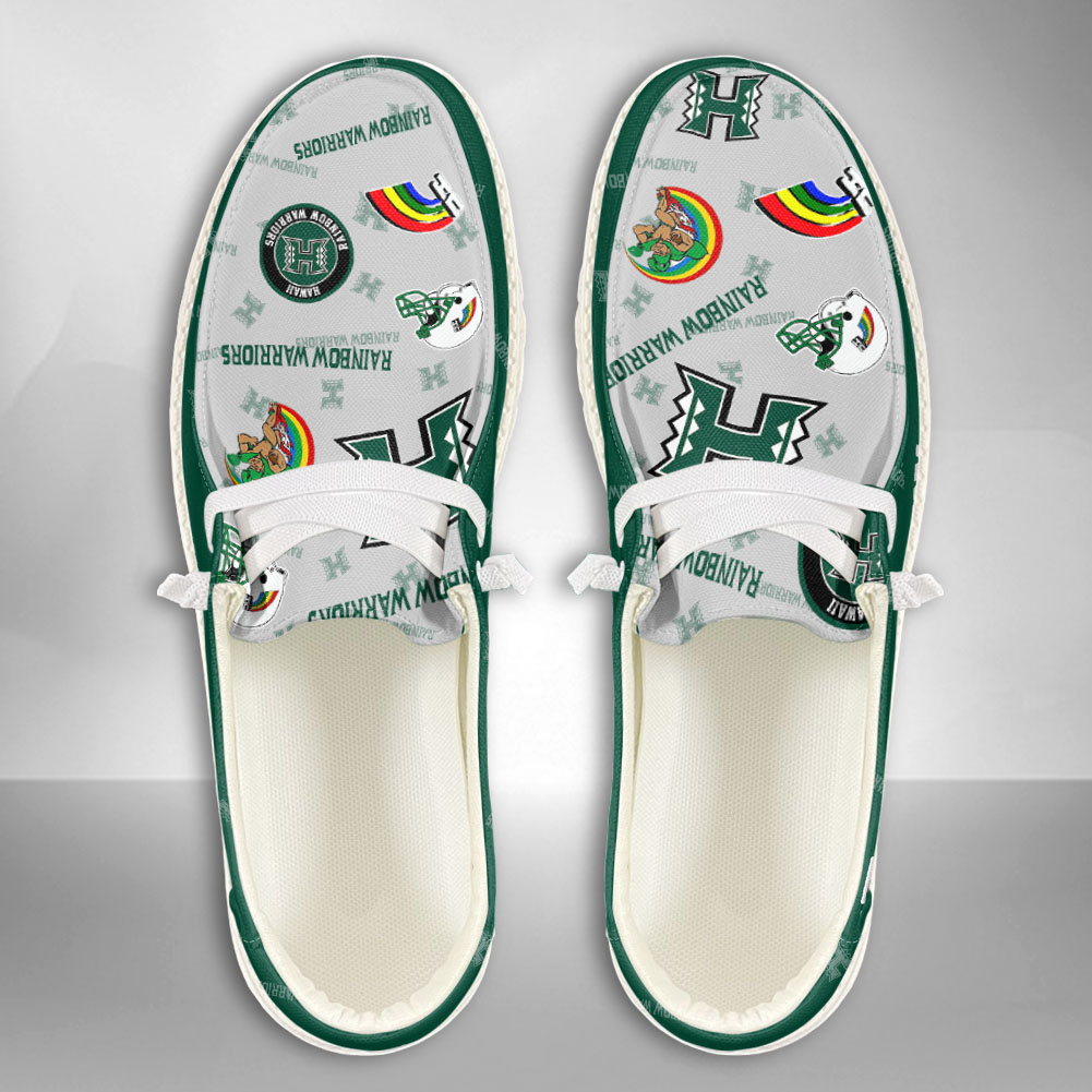 JWFancy NCAA Hawaii Rainbow Warriors Hey Dude Shoes Wally Men's Lace Up Loafers Comfortable For Men And Women