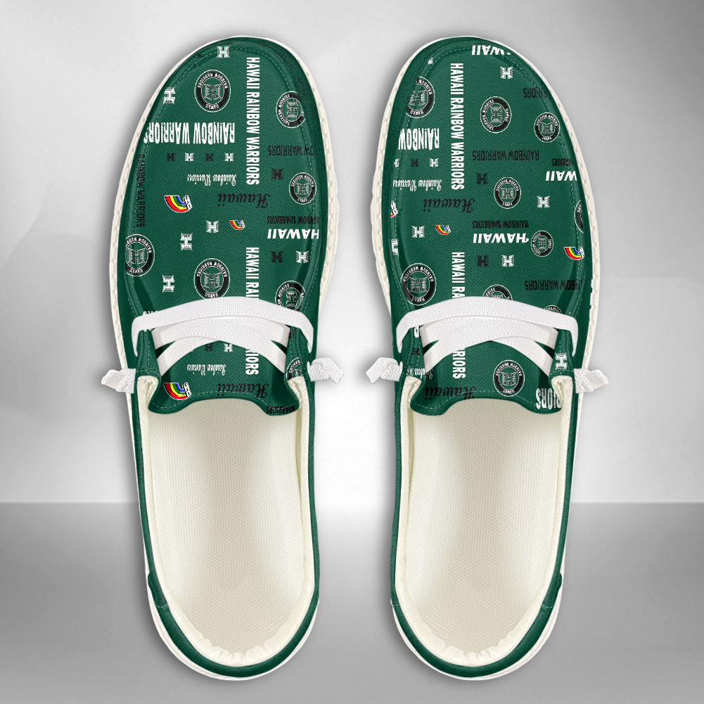 JWFancy NCAA Hawaii Rainbow Warriors Hey Dude Shoes Wally Men's Lace Up Loafers Comfortable For Men And Women