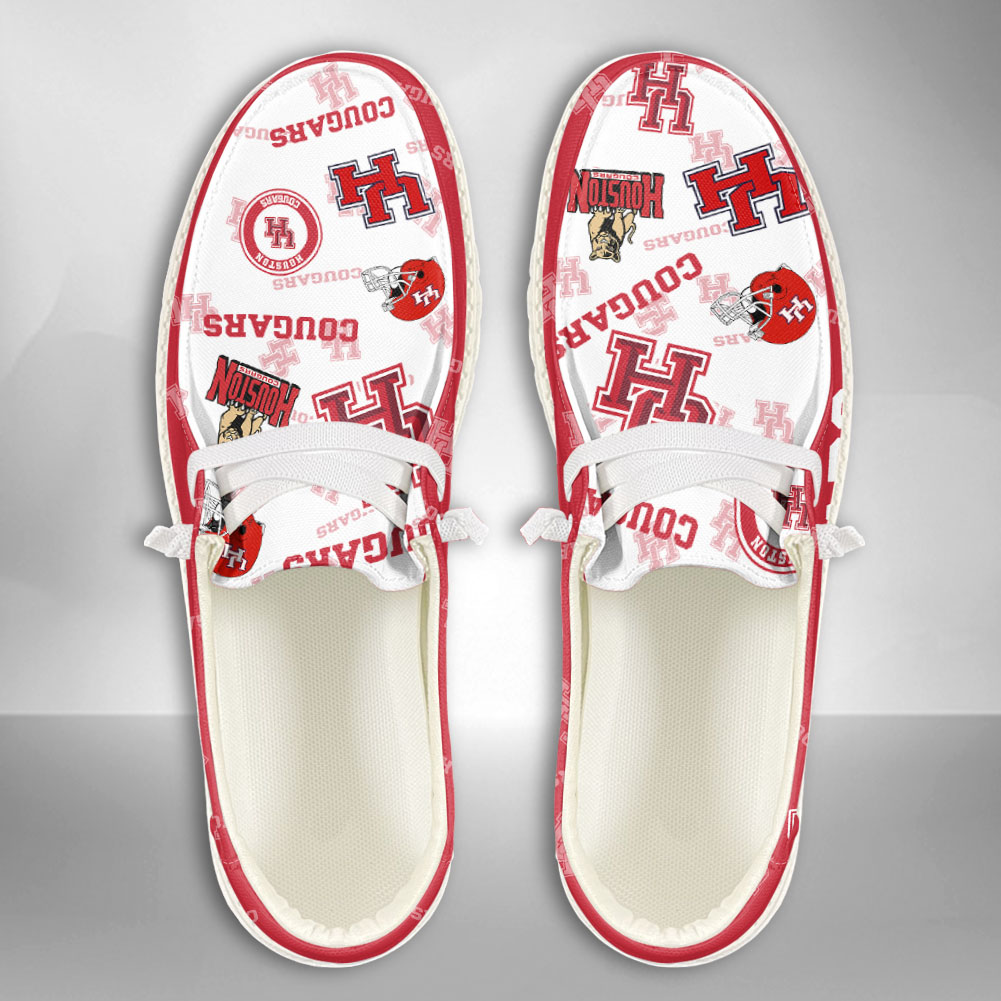 JWFancy NCAA Houston Cougars Hey Dude Shoes Wally Men's Lace Up Loafers Comfortable For Men And Women