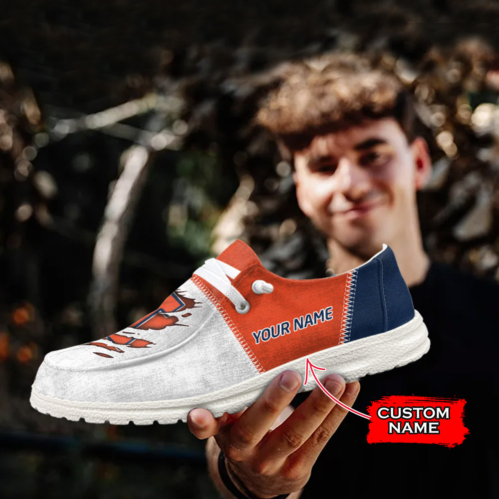 JWFancy NCAA Illinois Fighting Illini Hey Dude Shoes Wally Men's Lace Up Loafers Comfortable For Men And Women