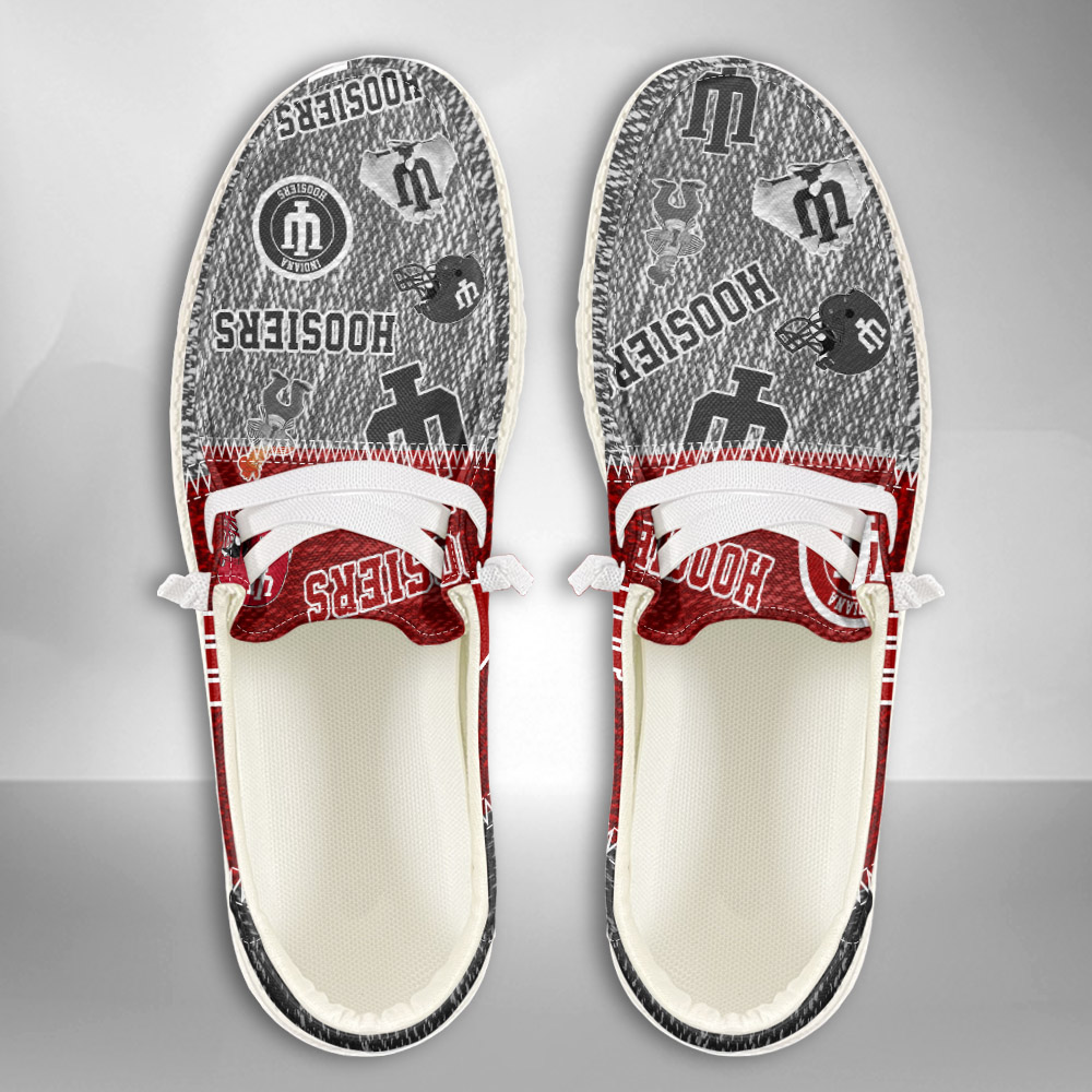 JWFancy NCAA Indiana Hoosiers Hey Dude Shoes Wally Men's Lace Up Loafers Comfortable For Men And Women