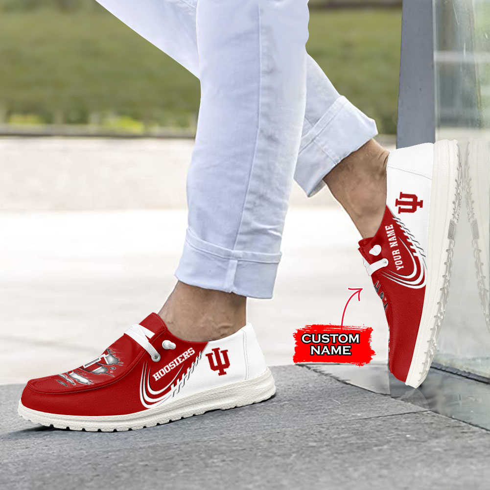 JWFancy NCAA Indiana Hoosiers Hey Dude Shoes Wally Men's Lace Up Loafers Comfortable For Men And Women